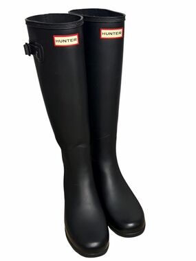Hunter Original Tall Rain Boots Black Matte Waterproof Rubber Women’s US 9 EU 40